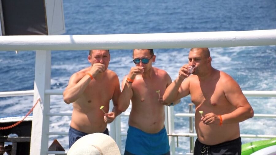 Crete: Mirabello Bay Cruise with Onboard Cocktail - Kolokytha Beach: your first big swim window