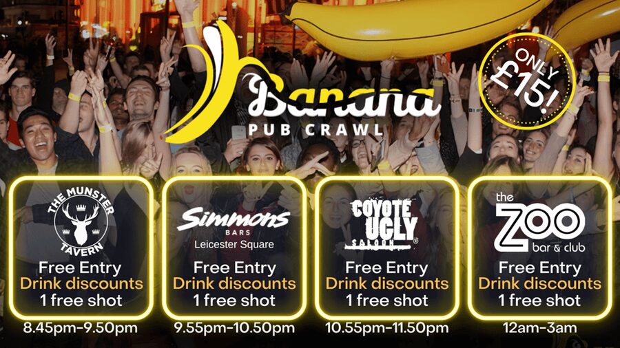 London : Central London Bar Crawl with discounts on drinks - How the wristband deal actually works (4 venues, 4 shots, and discounts)