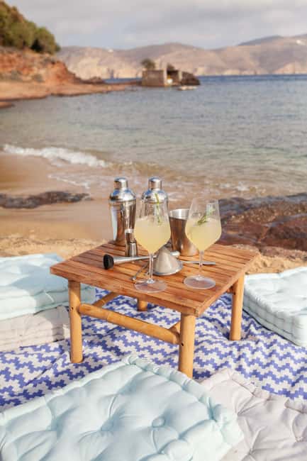Mykonos: Sunset Cocktail Making Class on a Secluded Beach - Greek spirits you’ll taste: Tsipouro, Ouzo, and Mastic